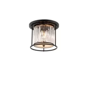 Guilford Ceiling Lamp, 3 Light E27, Satin Black, Clear