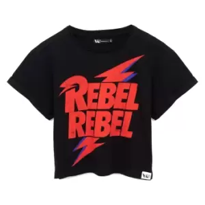 David Bowie Womens/Ladies Rebel Rebel Crop T-Shirt (M) (Black/Red)