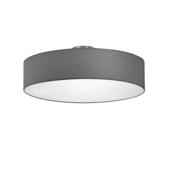 Hotel Modern 3 Light 50cm Cylindrical Ceiling Light Nickel Matt Grey Shade