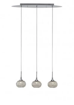 Ceiling Pendant 3 Light Line Polished Chrome, Clear Glass