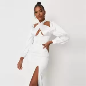 Missguided Satin Wrap Around Corset Top - White