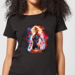 Captain Marvel Poster Womens T-Shirt - Black - 4XL