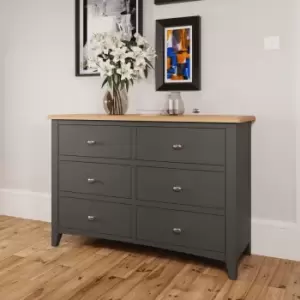 Grasmere Two Tone Oak & Grey 6 Drawer Chest Of Drawers