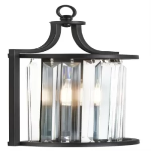 Victoria 1 Light Wall Light Matt Black, with Glass, E14