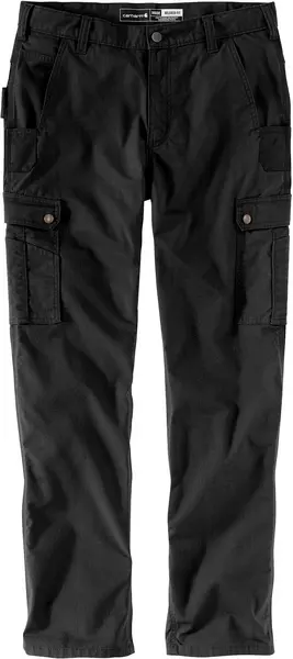 Relaxed Ripstop Cargo Work Pants, black, Size 36