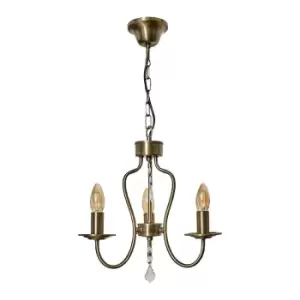 Sadler 3 Way Antique Brass Ceiling Light Chandelier