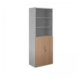 Duo combination unit with glass upper doors 2140mm high with 5 shelves