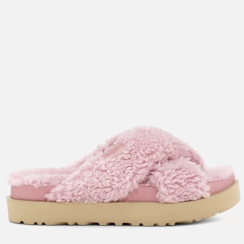 UGG Womens Fuzz Sugar Cross Slide Sustainable Slippers - Shell - UK 3