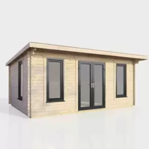 Power 18' x 10' Pent Log Cabin - Central Doors