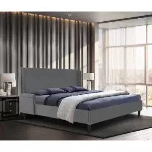 Shanaya Bed Double Plush Velvet Grey