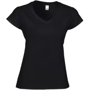 Gildan Ladies Soft Style Short Sleeve V-Neck T-Shirt (2XL) (Black)