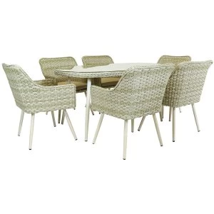 Charles Bentley Roma 6-Seater Premium Rattan Dining Set - Beige