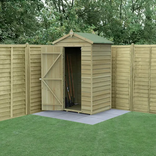 4Life Forest Garden Overlap Windowless Apex Shed - 4x3