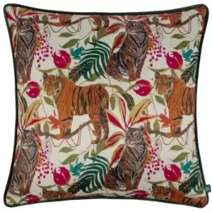 Kali Jungle Tigers Cushion Ivory, Ivory / 43 x 43cm / Polyester Filled