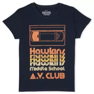 Stranger Things Hawkins AV Club Womens T-Shirt - Navy - L