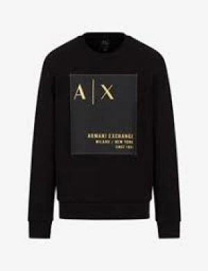 Armani Exchange Gold Patch Logo Sweatshirt Black Size XL Men