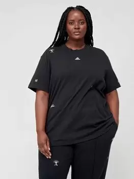 Adidas Sportswear Brand Love Bf Short Sleeve T-Shirt (Plus Size) - Black/White