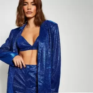 I Saw It First Glitter Oversized Blazer - Blue