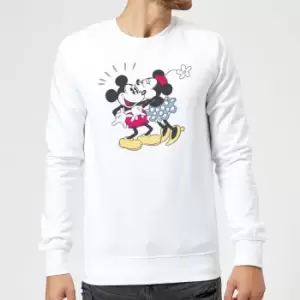 Disney Mickey Mouse Minnie Kiss Sweatshirt - White - M