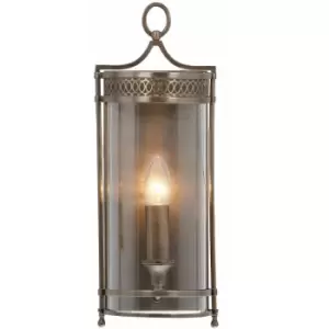 Loops - Wall Light Sconce Lantern Candle Bulb Glass Shade Dark Bronze LED E14 60W Bulb