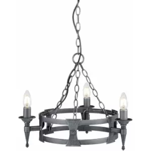 Loops - 3 Bulb Chandelier Hanging Pendant LIght Black Silver LED E14 60W Bulb