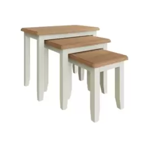 Kettle Interiors Two Tone Oak & White Nest of 3 Tables