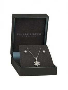 Simply Silver Sterling Silver Cubic Zirconia Snowflake Jewellery Set