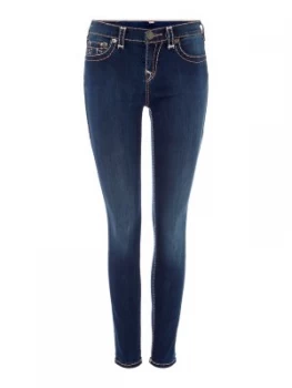 True Religion Halle Super Skinny Jeans In Deep Sea Blue Denim Dark Wash