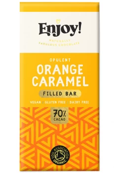 Enjoy Raw Choc Orange Caramel Filled Chocolate Bar - 70g x 12 (Case of 1)