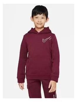 Nike Older Boys Nsw Summer of Sports Fleece Hoodie - Dark Red, Dark Red, Size L=12-13 Years