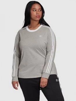 Adidas Originals 3 Stripe Long Sleeve T-Shirt (Curve) - Grey