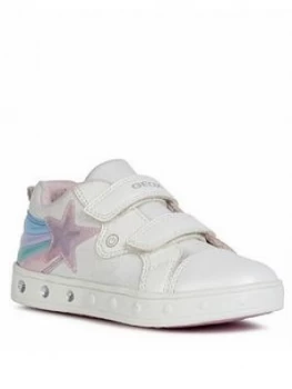 Geox Girls Skyline Strap Trainers - White, Size 1.5 Older