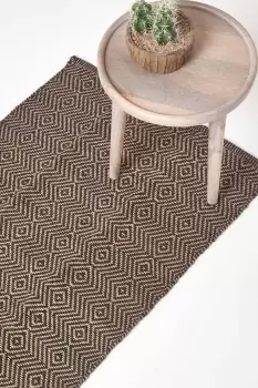 Black Geometric Jute Rug, 66 x 200 cm