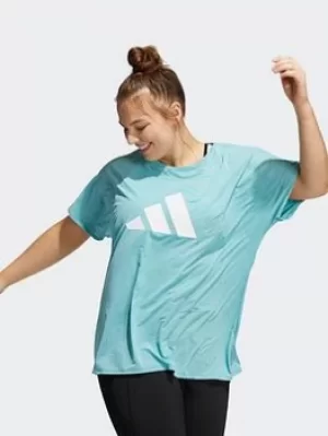 adidas 3-stripes Training T-Shirt (plus Size), Green/White, Size 4X, Women