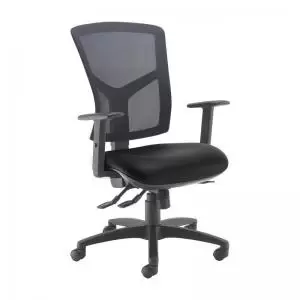 Senza high mesh back operator chair with adjustable arms - Nero Black