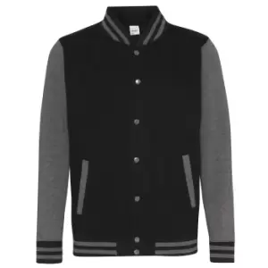 Awdis Unisex Varsity Jacket (XS) (Jet Black/Charcoal)