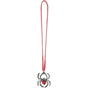 Spider Tailsman Medallion Necklace (Red)