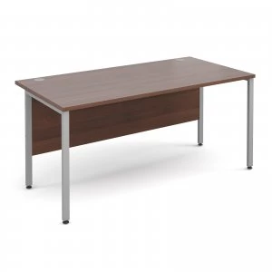 Maestro 25 SL Straight Desk 1600mm x 800mm - Silver H Frame Walnut to