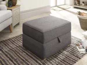 GFW Dauphine Charcoal Grey Hopsack Square Storage Footstool