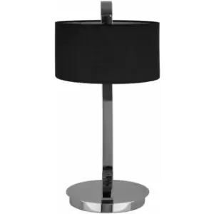 Premier Housewares - Black and Chrome Table Lamp With Black Shade/ Chrome Base Stand/ Desk / Reading / Office With Modern Look For Hallways / Bedroom