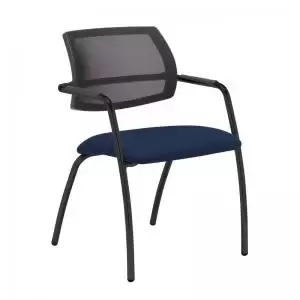 Tuba Black 4 leg frame conference chair with half mesh back - Costa