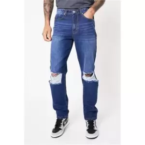 I Saw It First Dark Wash Slim Fit Ripped Knee Jeans - Black