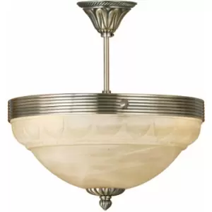 Loops - Flush Ceiling Light Colour Bronze Shade Champagne Glass Alabaster Bulb E14 3x60W