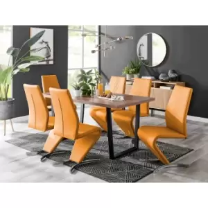 Furniture Box Kylo Brown Wood Effect Dining Table and 6 Mustard Willow Chairs