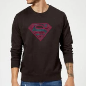 Justice League Superman Retro Grid Logo Sweatshirt - Black - 5XL