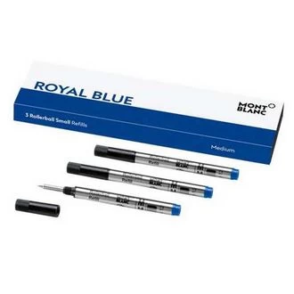 Mont Blanc Royal Blue Rollerball 3 Pack Small Refills - Medium Nib