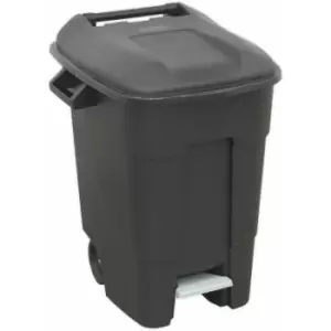 Loops - 100 Litre Capacity Wheelie Bin with Foot Pedal - Two 200mm Wheels - Black