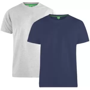 Duke Mens Fenton Kingsize D555 Round Neck T-Shirts (Pack Of 2) (2XL) (Navy/Grey)