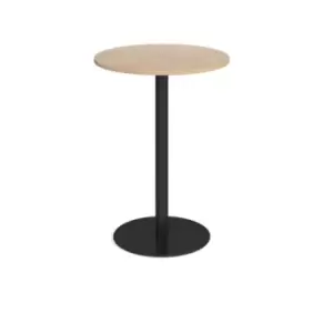 Monza circular poseur table with flat round Black base 800mm - kendal oak