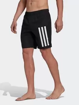 adidas Classic Length 3-stripes Swim Shorts, Black/White, Size 2XL, Men